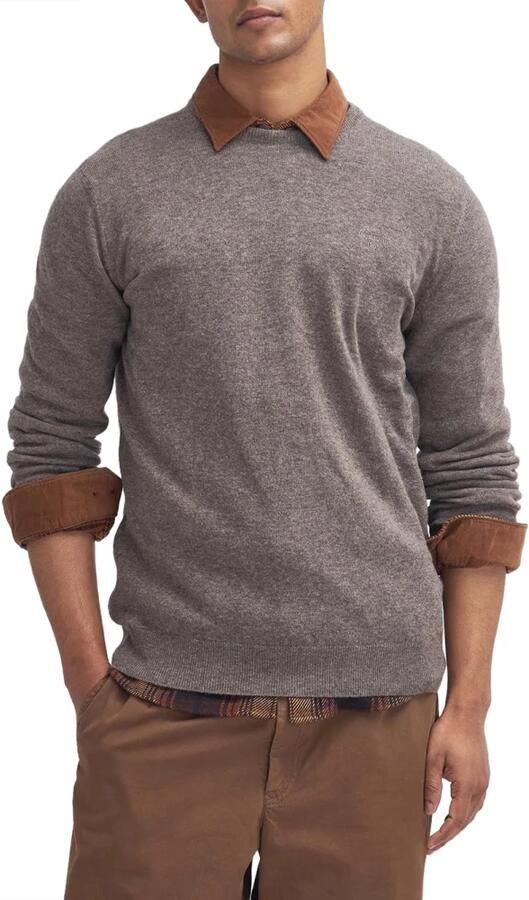 Barbour Essential Crew Neck Sweaters Gray Heren