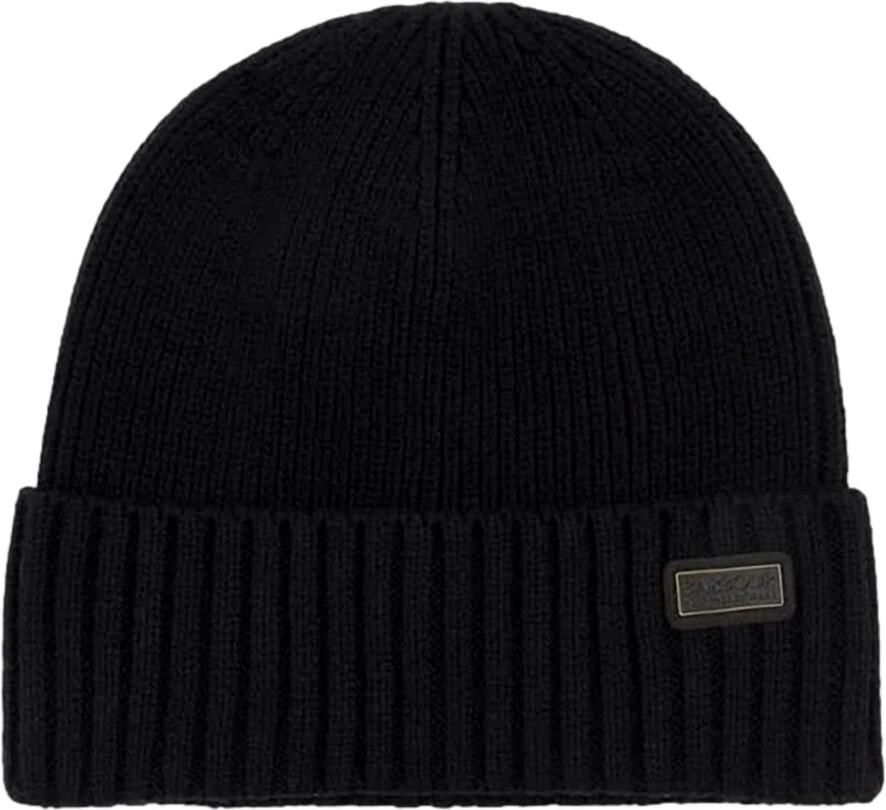 Barbour Zwarte Logo Voorkant Wollen Hoed Black Heren