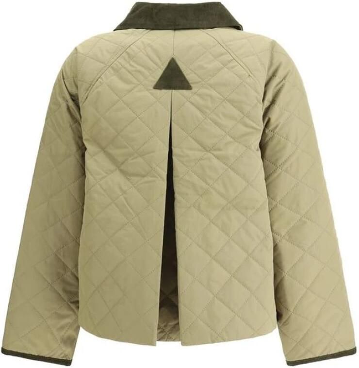 Barbour Gewatteerd Jack met Ribfluwelen Kraag Green Dames - Foto 3