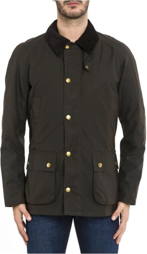 Barbour Groene Katoenen Field Jacket met Ritssluiting en Knoopsluiting Green Heren