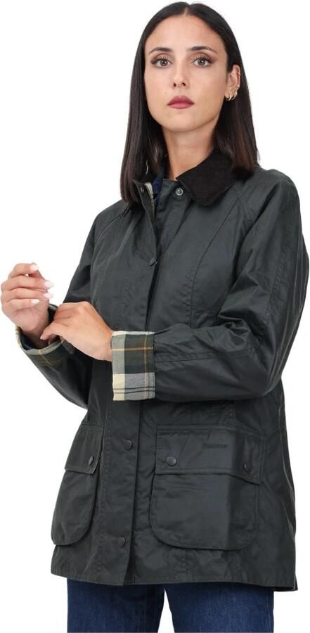 Barbour Zwarte Gewaxte Jas met Klassieke Kraag Black Dames