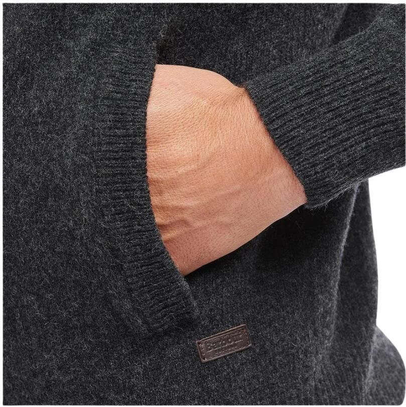 Barbour Grofgebreide wollen trui met Alcantara patches en custom borduursel Gray Heren