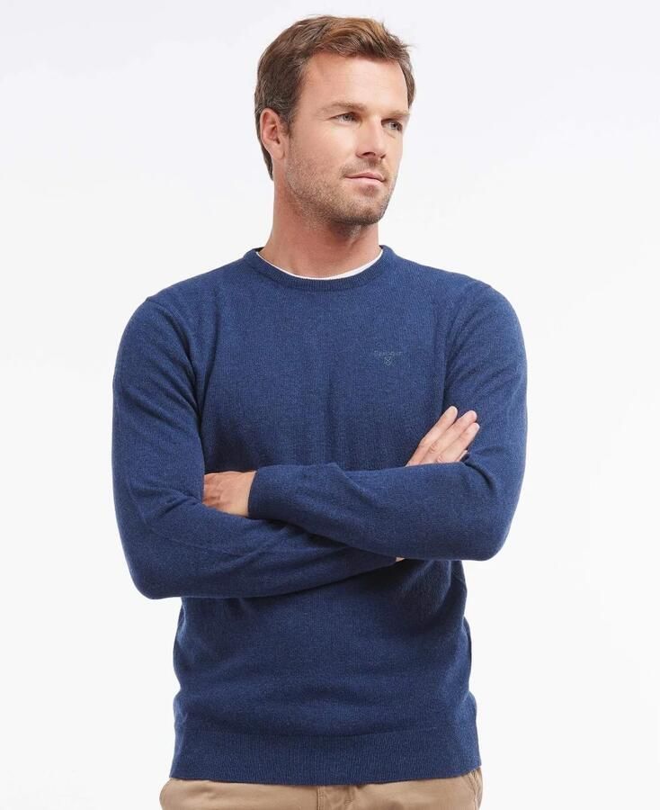 Barbour Essential Lamswollen Trui met Ronde Hals voor Heren Blauw Heren - Foto 3
