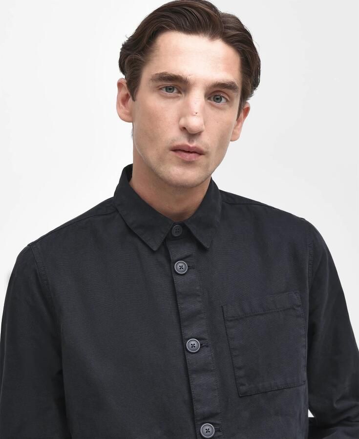 Barbour Klassiek Navy Gewassen Katoen Overshirt Black Heren - Foto 5