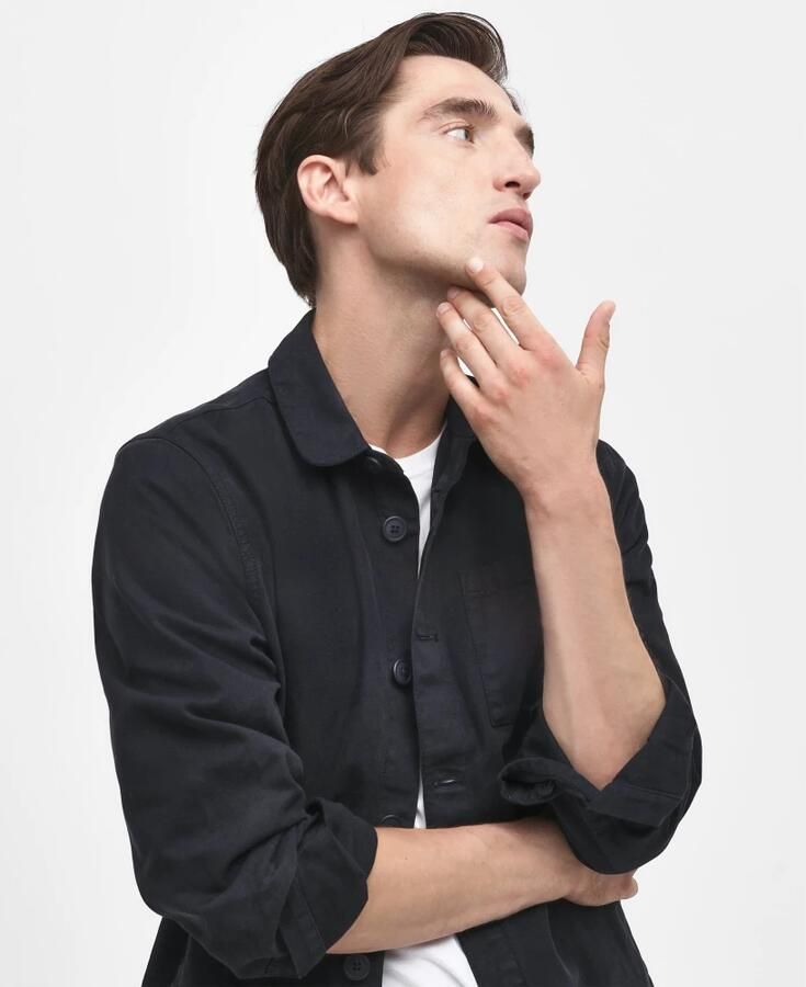 Barbour Klassiek Navy Gewassen Katoen Overshirt Black Heren - Foto 6