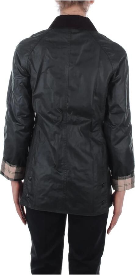 Barbour Zwarte Gewaxte Jas met Klassieke Kraag Black Dames - Foto 4