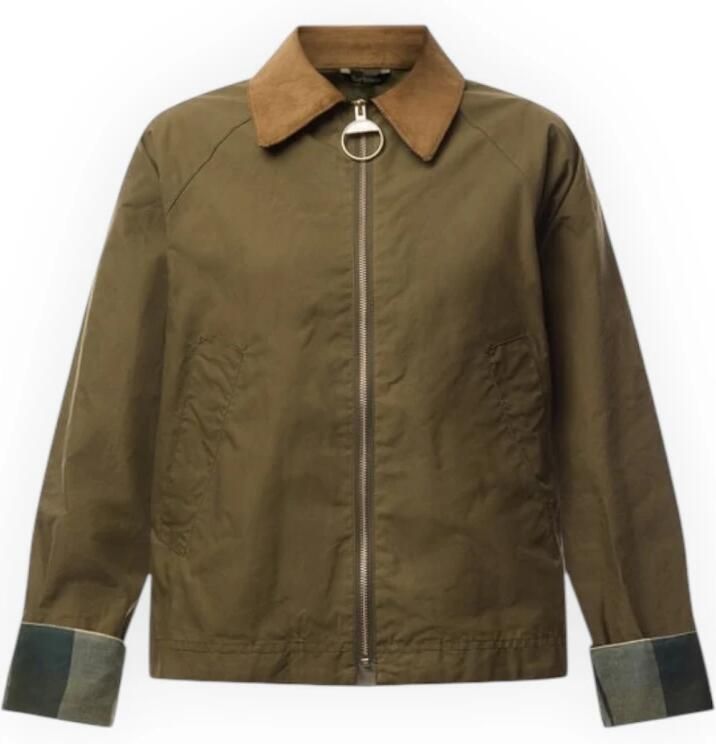 Barbour Gewatteerd Jack met Ribfluwelen Kraag Green Dames - Foto 7