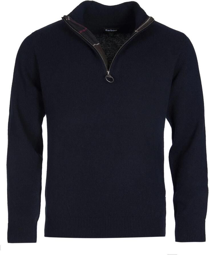 Barbour Blauwe Wollen Trui met Halve Rits Blue Heren