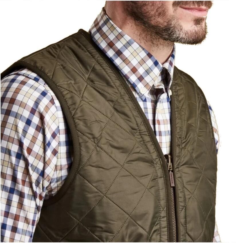 Barbour Groene gewatteerde trui met fleece voering en contrasterend logo borduursel Green Heren