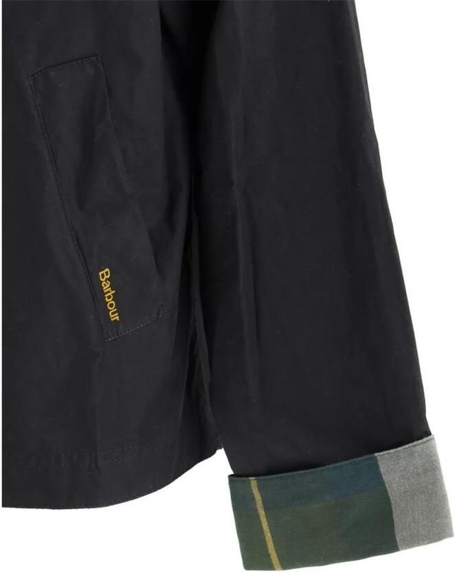 Barbour Zwarte Jas met Rits Logo Geborduurd Black Dames