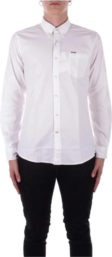 Barbour Wit Logo Voor Knoop Shirt White Heren - Foto 4