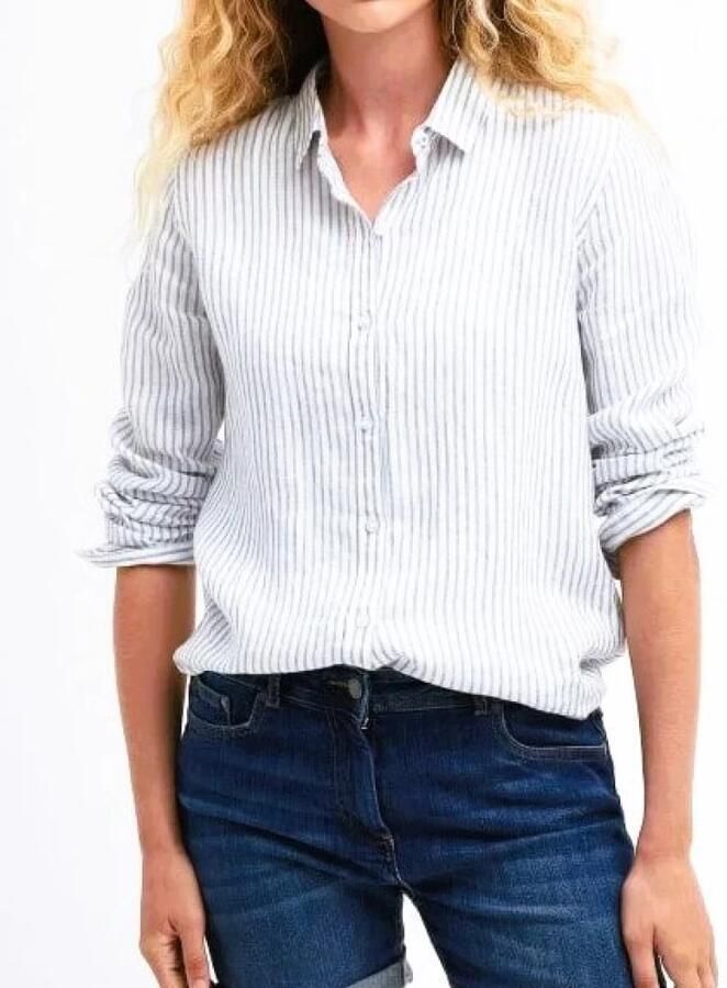 Barbour Chambray Stripe Linnen Overhemd White Dames - Foto 3