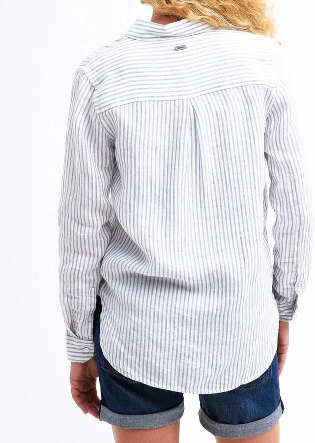 Barbour Chambray Stripe Linnen Overhemd White Dames - Foto 4