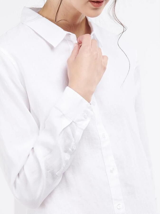 Barbour Witte Linnen Overhemd met Klassieke Kraag en Lange Mouwen White Dames - Foto 3