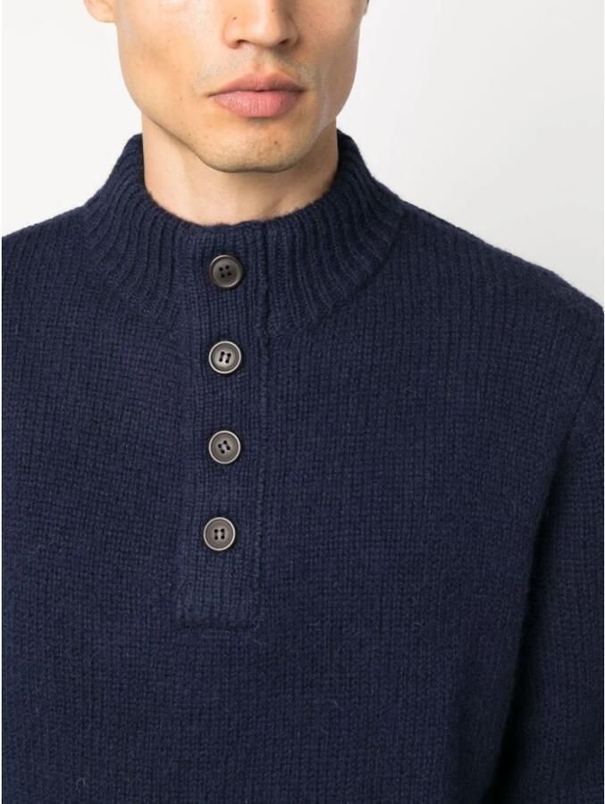 Barbour Essentiële herentrui met hoge kraag knoop- en ritssluiting Blauw Heren