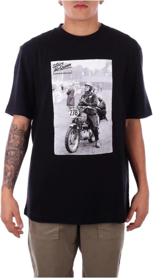 Barbour Zwart T-shirt met Print op de Voorkant Black Heren - Foto 3