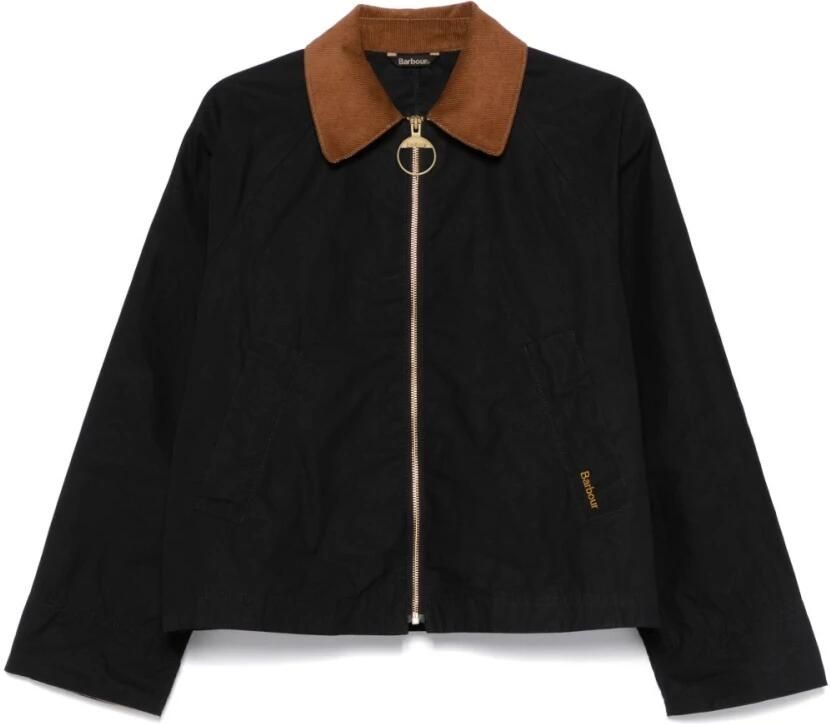 Barbour Zwarte Jas met Rits Logo Geborduurd Black Dames - Foto 2