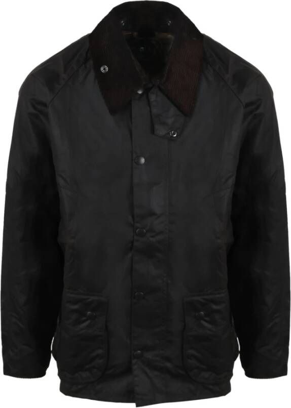 Barbour Bedale Waxjas Oversized pasvorm Corduroy kraag Ritssluiting Zwart Heren
