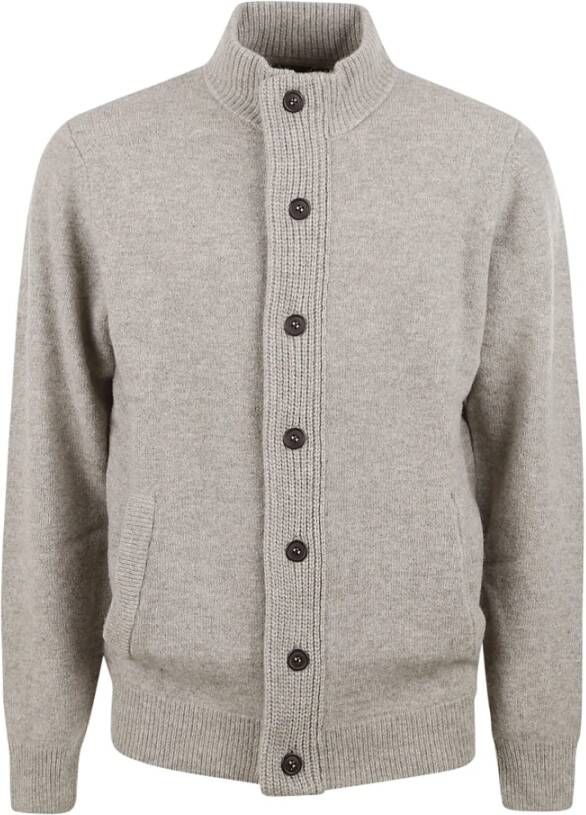 Barbour Beige Trui met Rits en Elleboogstukken Beige Heren