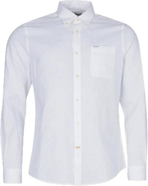 Barbour Witte Op Maat Gemaakte Overhemd met Borstzak White Heren