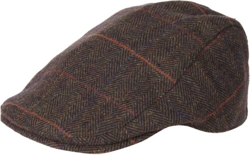 Barbour Cheviot Flat Cap Olijf Herringbone Bruin Heren