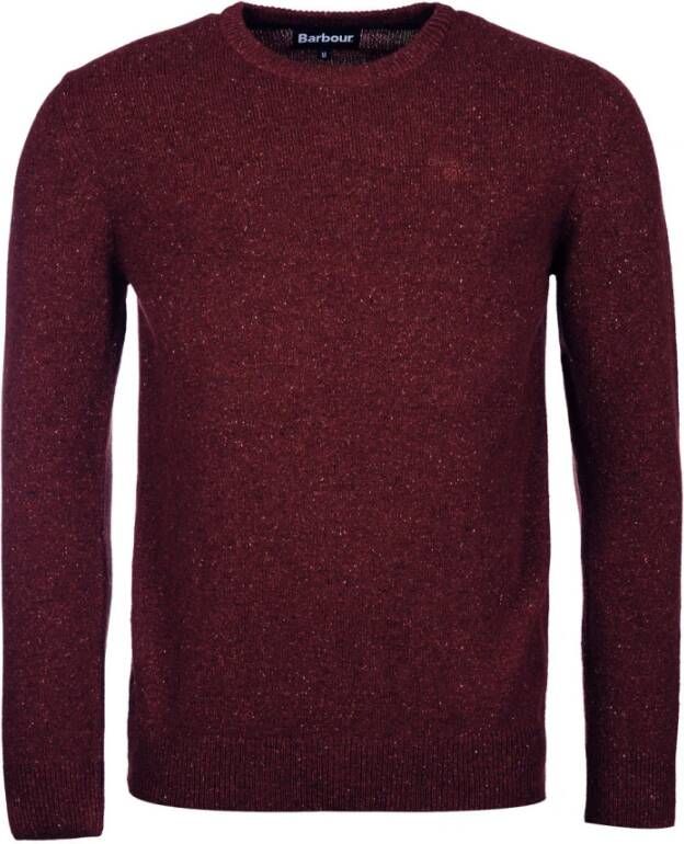 Barbour Dikgebreide Crew Neck Wollen Trui Rood Heren