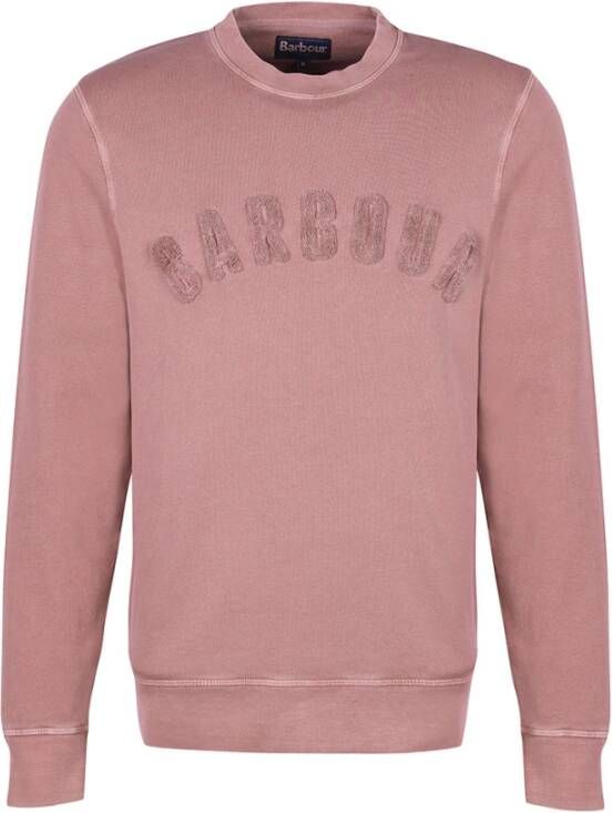 Barbour Faded Pink Logo Crew Neck Sweater Roze Heren