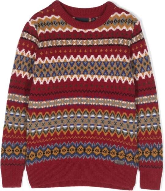 Barbour Fair Isle Gebreide Trui in Rood Red Heren