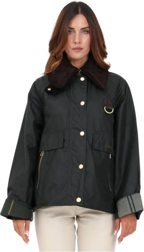 Barbour Gewaxte katoenen jas met oversized kraag Groen Dames