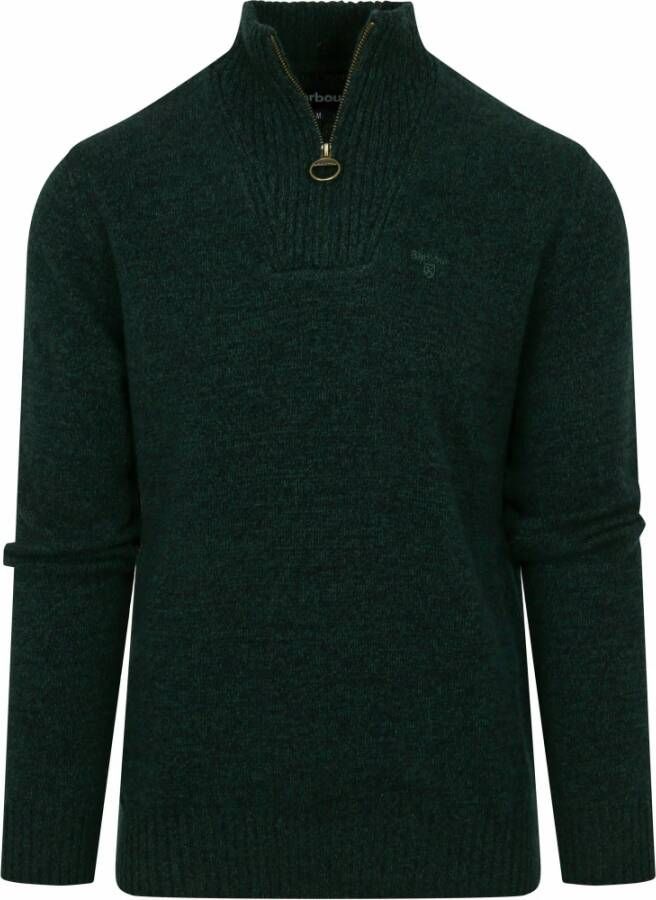 Barbour Half Zip Trui Wol Donkergroen Groen Heren