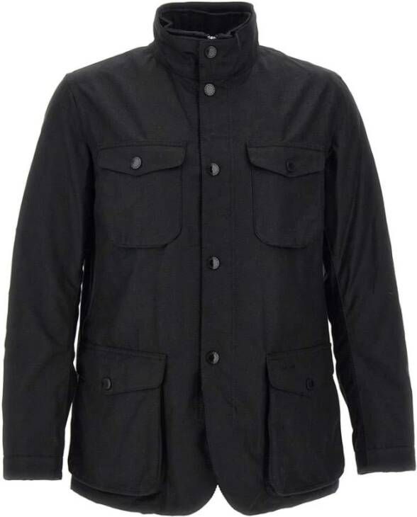 Barbour Zwarte Waterdichte Jas met Hoge Kraag Black Heren