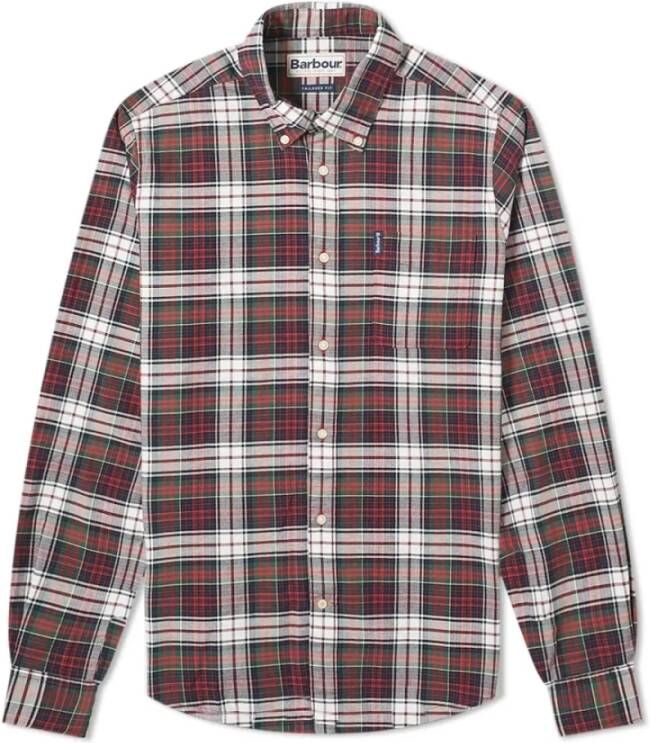 Barbour Highland Check Shirt Getailleerde Pasvorm Gebogen Zoom Rood Heren