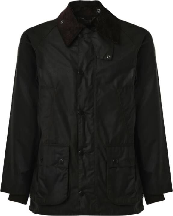 Barbour Zwarte Gewaxte Katoenen Jas Black Heren