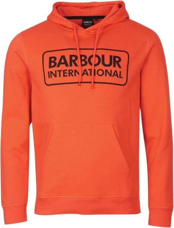 Barbour Logo Pop Over Hoodie Oranje Heren