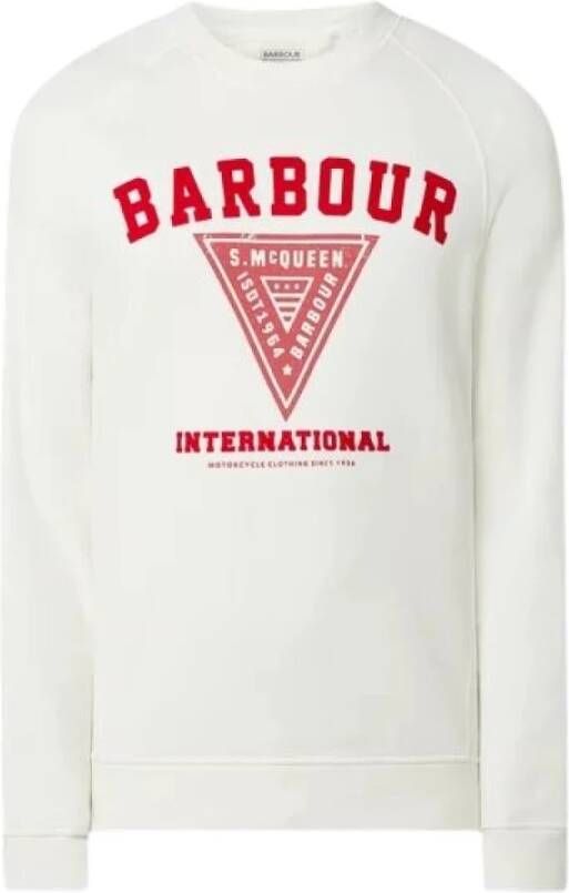 Barbour Logo Print Offwhite Sweatshirt White Heren