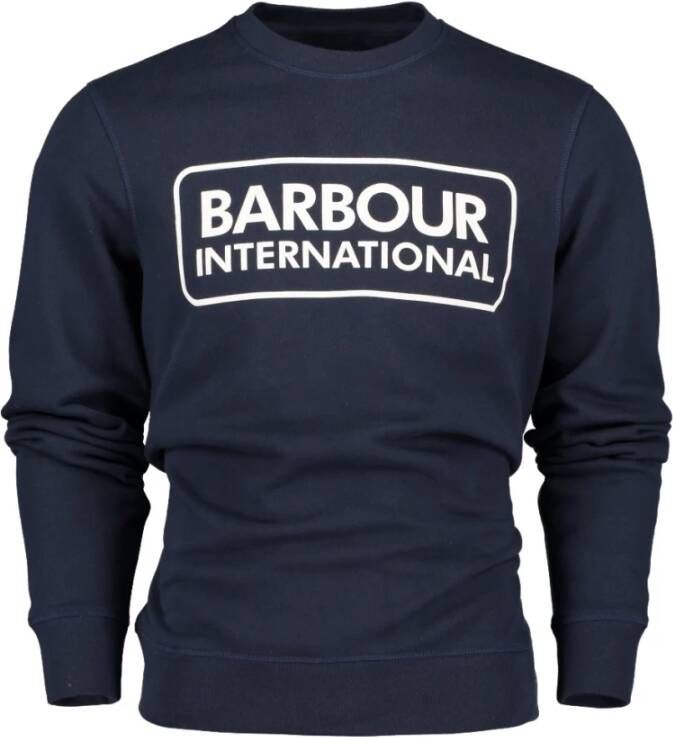 Barbour Navy Sweatshirt met Groot Logo Klassieke Stijl Blauw Heren