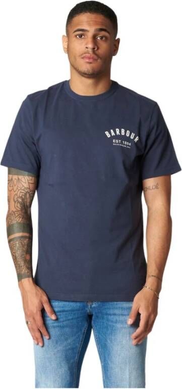 Barbour Logo T-Shirt Blauw Heren