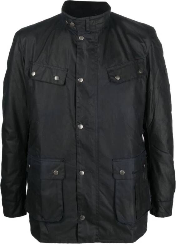 Barbour Marineblauwe Gewaxte Jas met Rits Blauw Heren