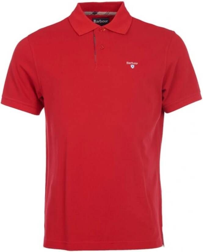 Barbour Tartan Pique Polo Shirt Rode Jurk Red Heren