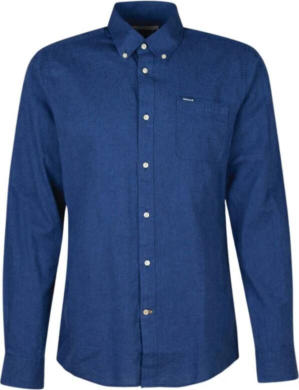 Barbour Nelson Tailored Linnen Overhemd Blauw Heren