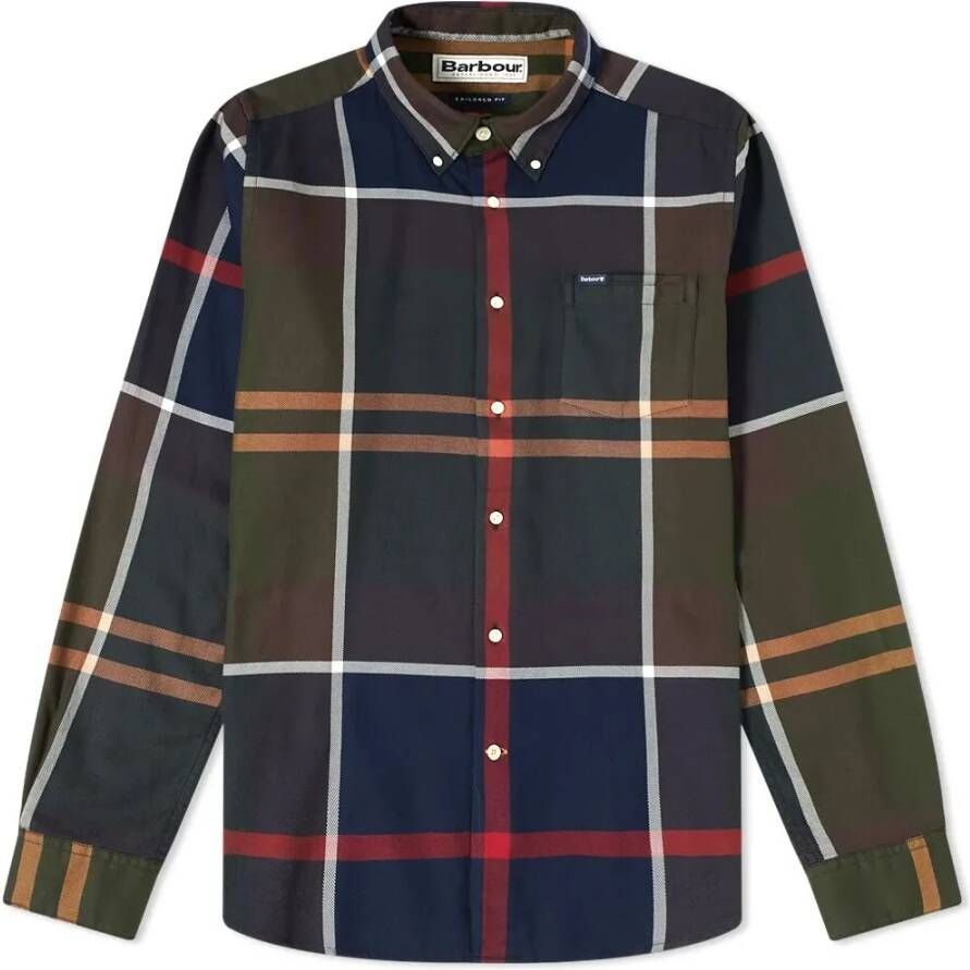 Barbour casual overhemd navy normale fit geruit button down boord