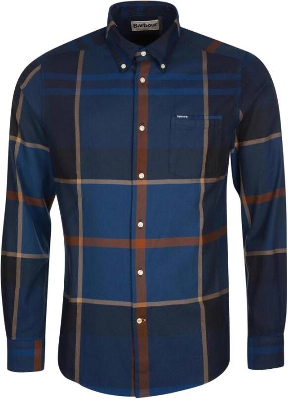 Barbour casual overhemd normale fit navy geruit flanel