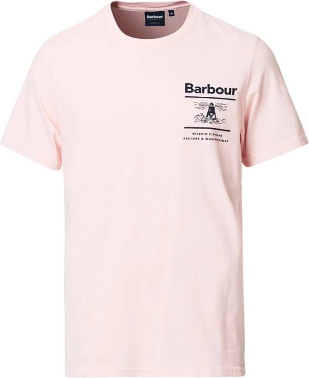 Barbour Pastel Tekst Print Crew Neck Tee Roze Heren