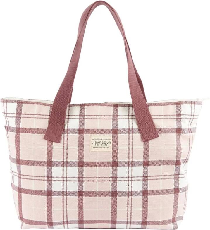 Barbour Printed Shopper bag with handles and zip closure Roze Dames
