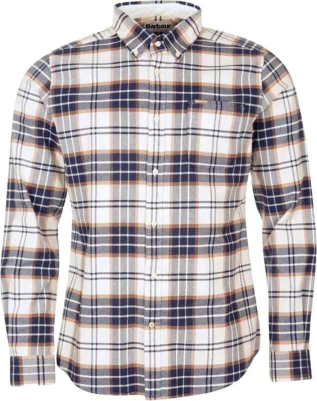 Barbour Geruit overhemd Portdown Tailored Shirt Van wit