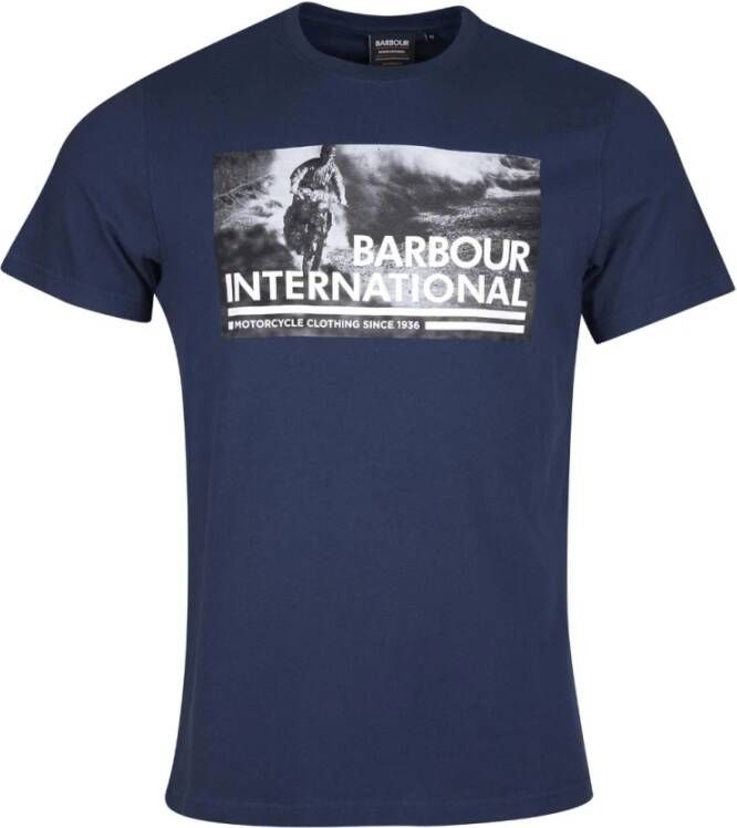 Barbour Steve McQueen Foto Geschiedenis T-shirt Blauw Heren