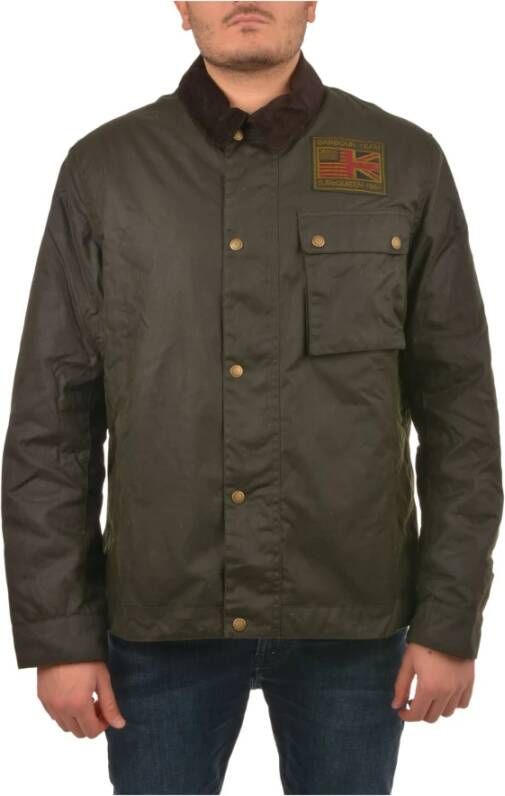 Barbour Groene gewaxte katoenen jas met fluwelen kraag Groen Heren