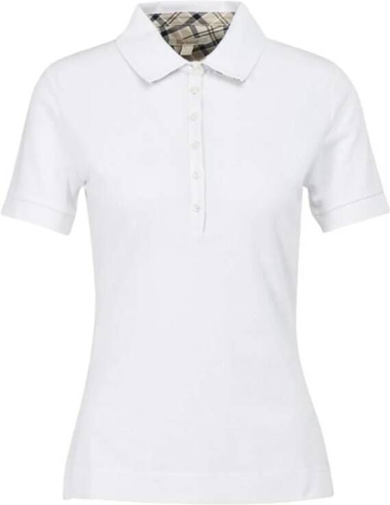 Barbour Stretch Katoenen Polo Shirt White Dames