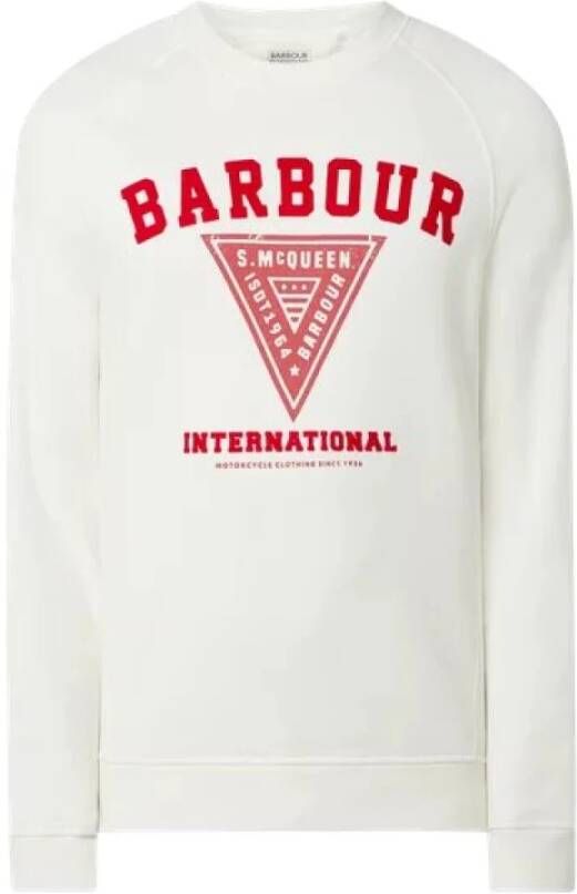 Barbour Logo Print Offwhite Sweatshirt White Heren