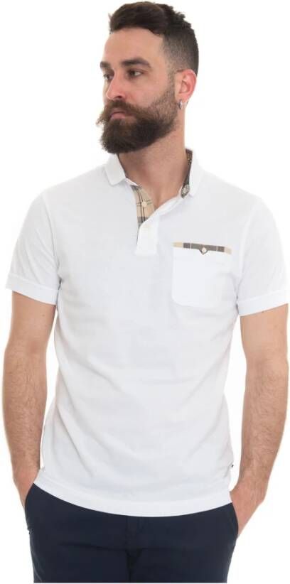 Barbour Tartan Polo Shirt Korte Mouwen Regular Fit White Heren